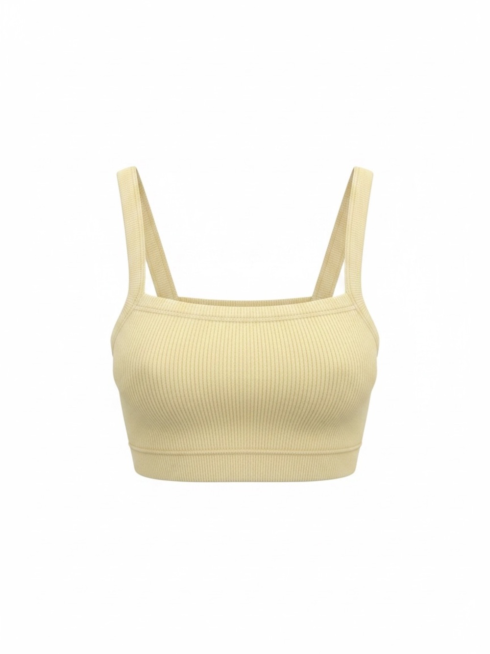 Z Supply Ribbed Square-Strap Crop Tank in Light Yellow
